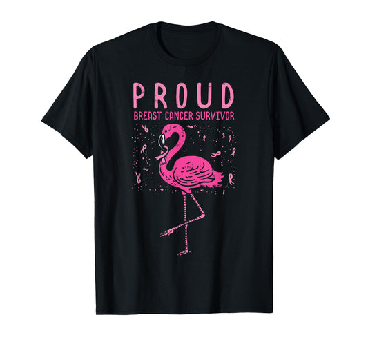 Proud Survivor Flamingo Pink Breast Cancer Awareness Gift T-Shirt
