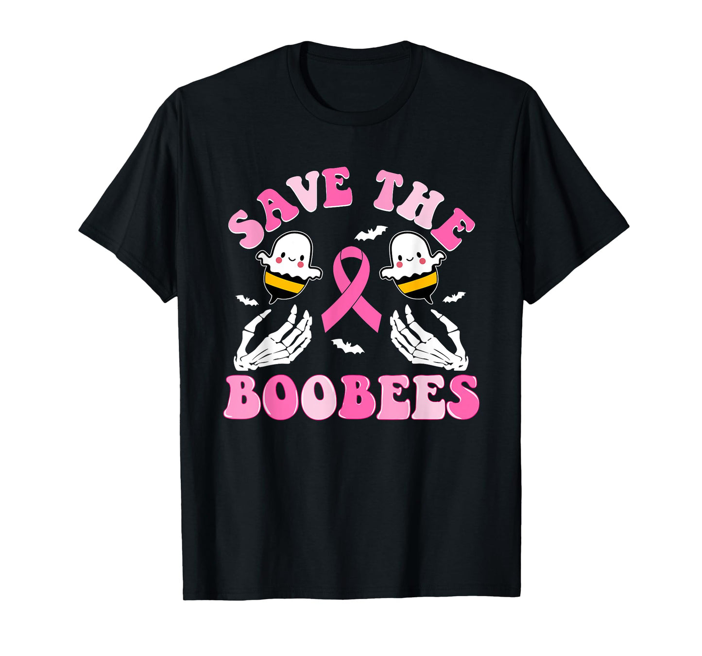 Skeleton Hand Save The Boo-Bees Halloween Breast Cancer T-Shirt