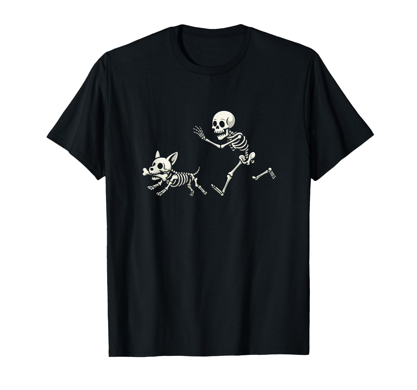 Funny Skeleton Chasing Corgi Halloween Dog Mom Pet Lover T-Shirt