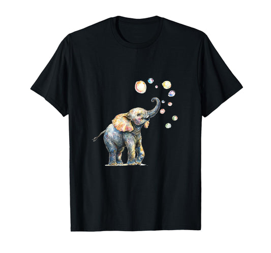 Cute Elephant Blowing Bubbles Art T-Shirt