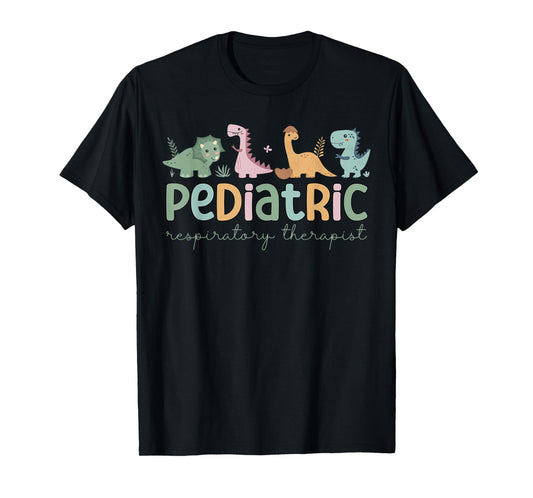 Dinosaur Pediatric Respiratory Therapist PEDS PICU RRT Crew T-Shirt