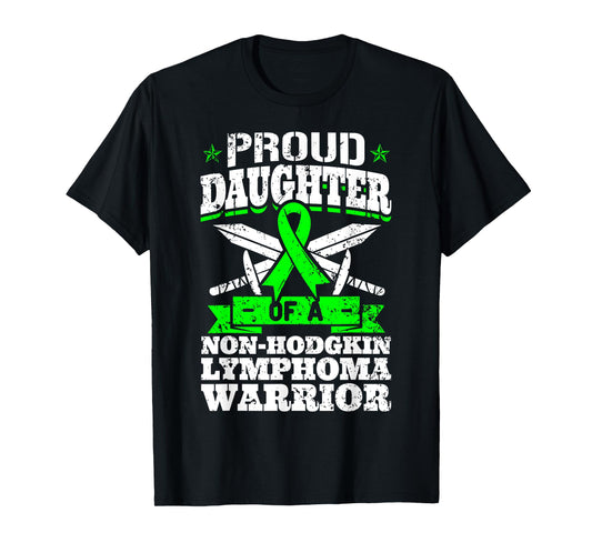 Non-Hodgkin Lymphoma Daughter Proud Daughter T-Shirt - Black, Women's, Small, Short Sleeve, Classic Fit, Crew Neck, Modern, Graphic Design (Awareness Ribbon), Non-Hodgkin Lymphoma Awareness