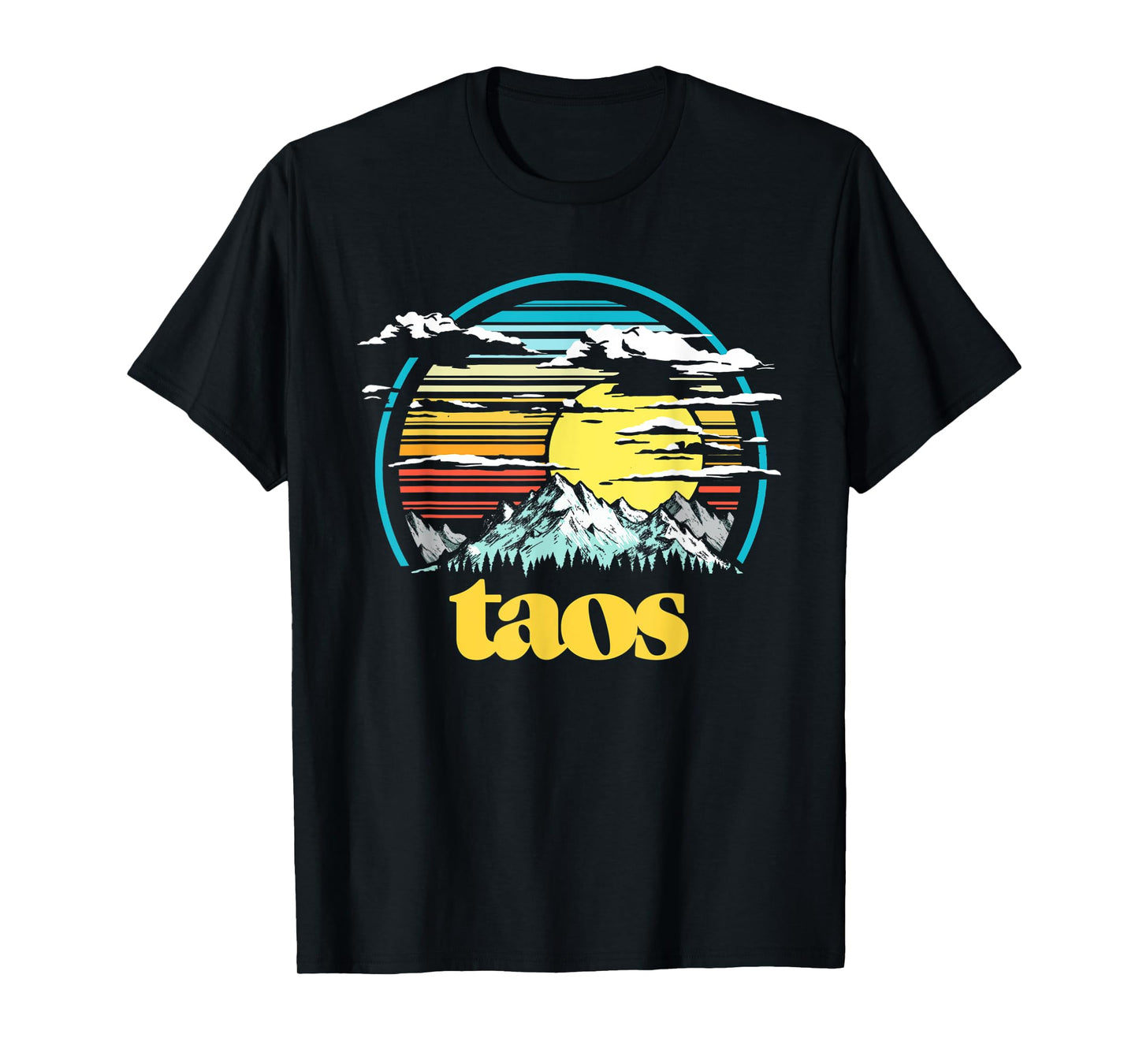 Retro Taos New Mexico Vintage 80s Style Mountains & Sun T-Shirt