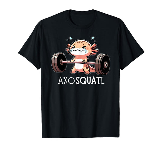 axolotl kawaii weightlifting fitness workout funny axosquatl T-Shirt