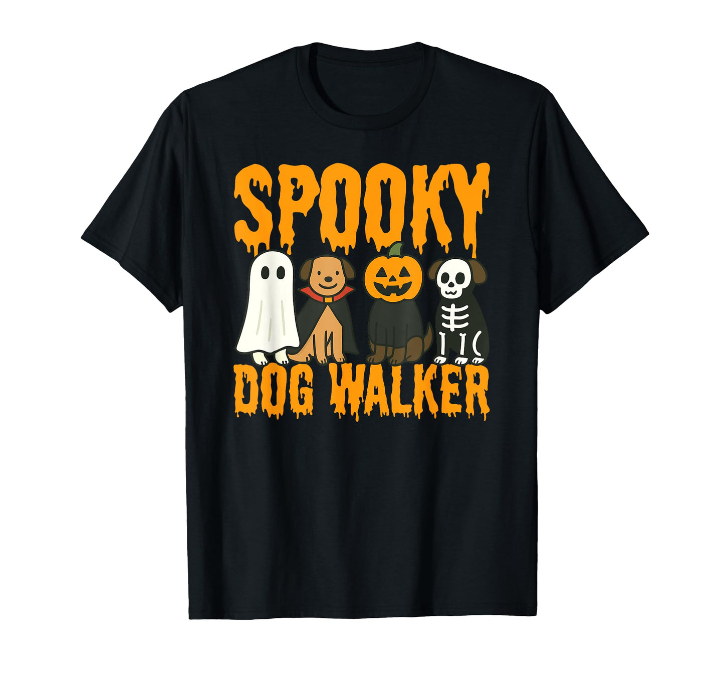 Spooky Dog Walker Halloween Costume Design T-Shirt