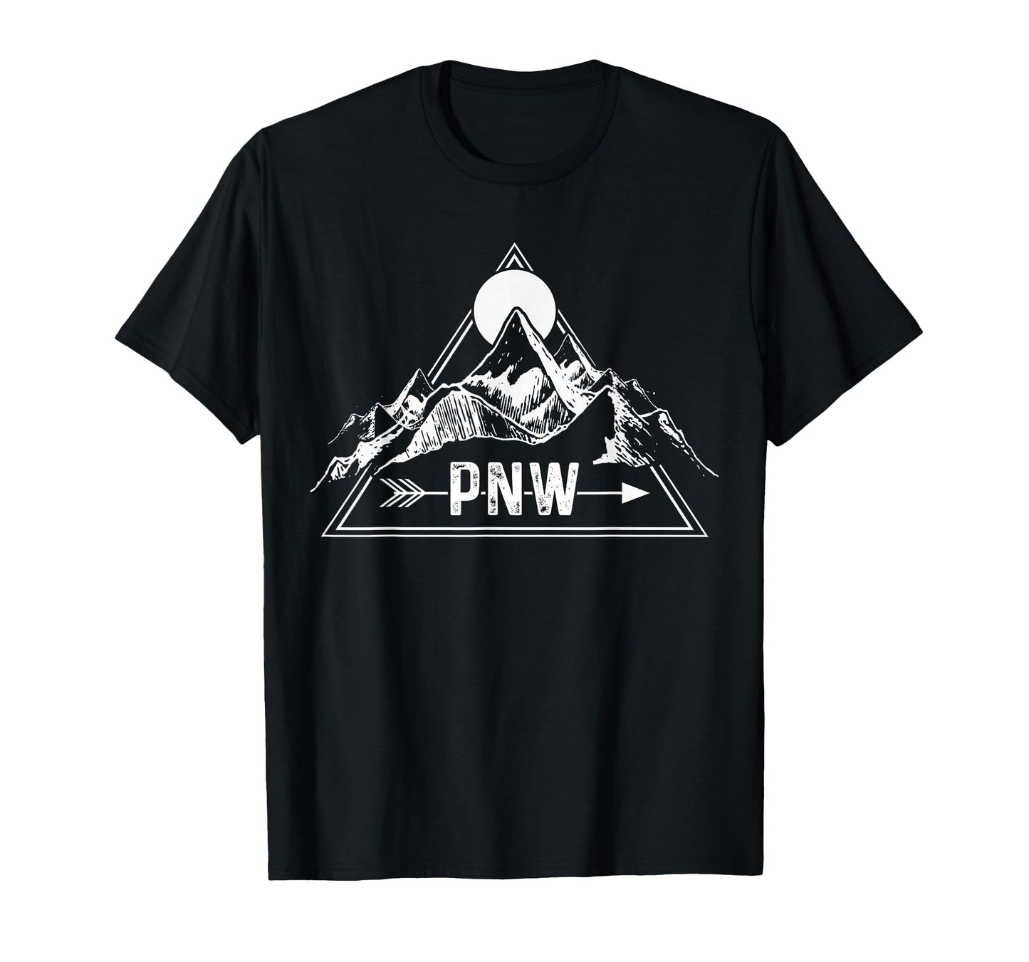 PNW - Pacific Northwest Outdoor Apparel Co. Black Unisex Adults T-Shirt, Small, Short Sleeve, Crew Neck, Modern Mountain Letter Print Embroidery T-Shirt