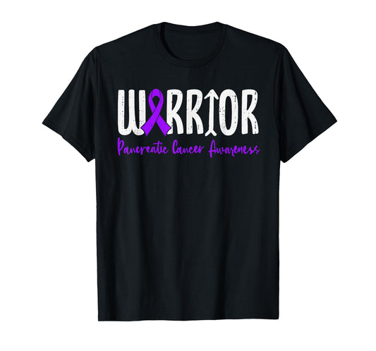 Warrior Pancreatic Cancer Awareness Survivor Ribbon Purple T-Shirt