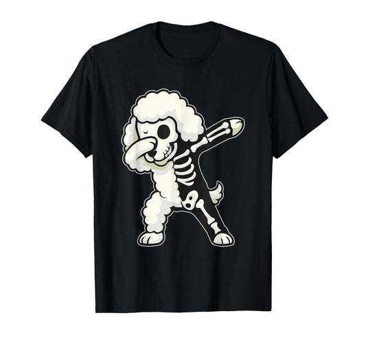 Dabbing Poodle Half Skeleton Halloween Costume Owner Lover T-Shirt