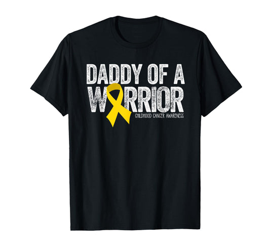 Daddy of a Warrior Childhood Cancer Dad Ribbon T-Shirt
