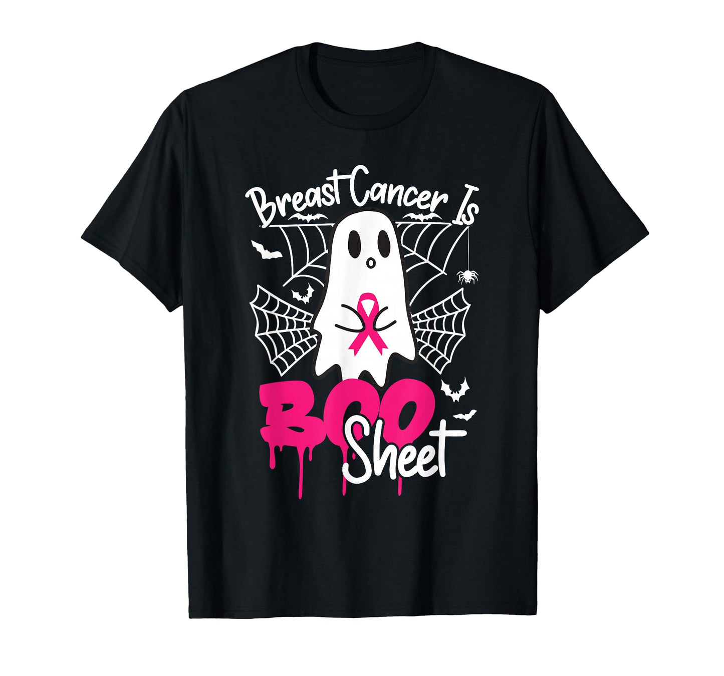 Breast Cancer Women Halloween Spooky Boo Ghost T-Shirt