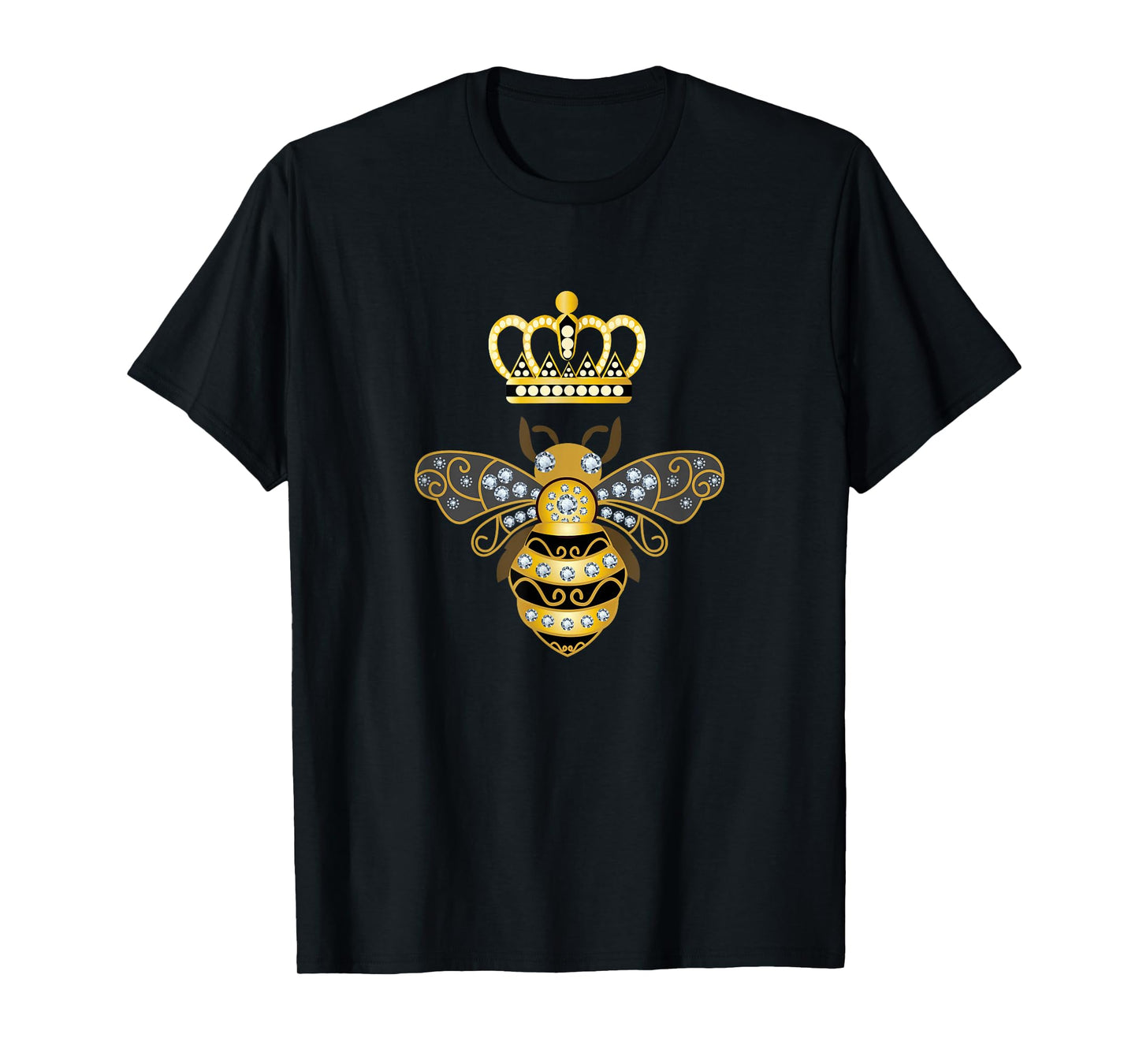 Creative T Shirts Co. Queen Bee Shirt, Honey Bee Shirt, Vintage T-Shirt, Black, Small, Short Sleeve, T-Shirt, Women's Casual T-Shirt