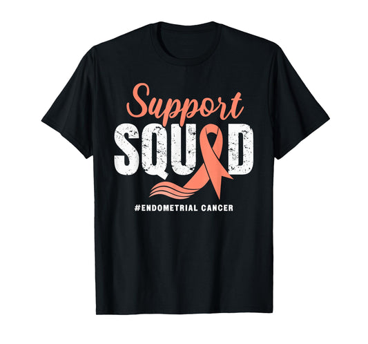 Endometrial Cancer Support Squad Peach Ribbon awareness T-Shirt