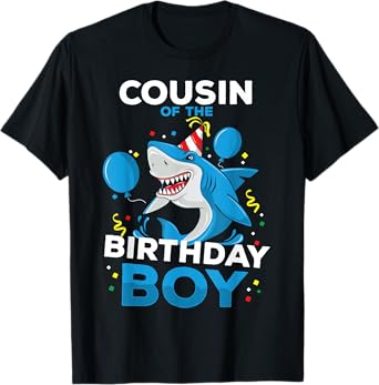 Cousin of The Birthday Boy Shark Ocean Theme Matching Family T-Shirt