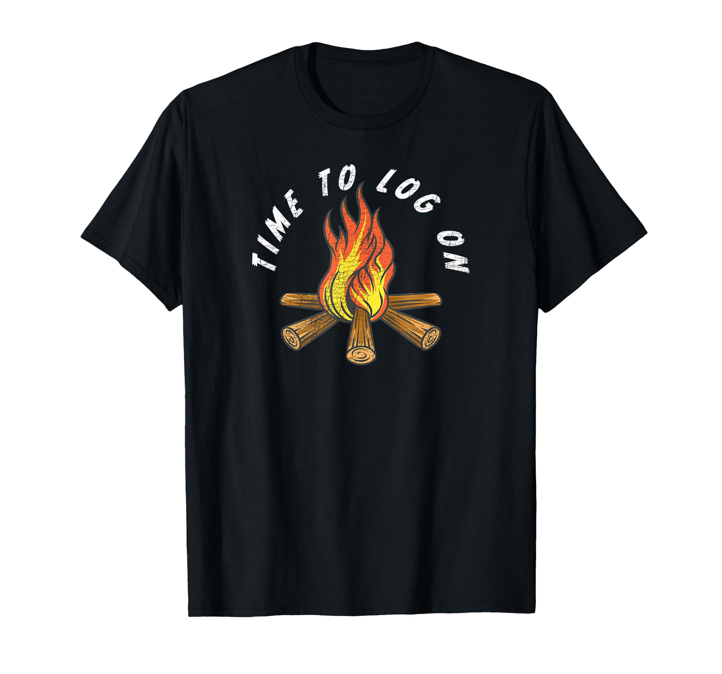 Funny Camping Time To Log On Camping Campfire Vintage T-Shirt