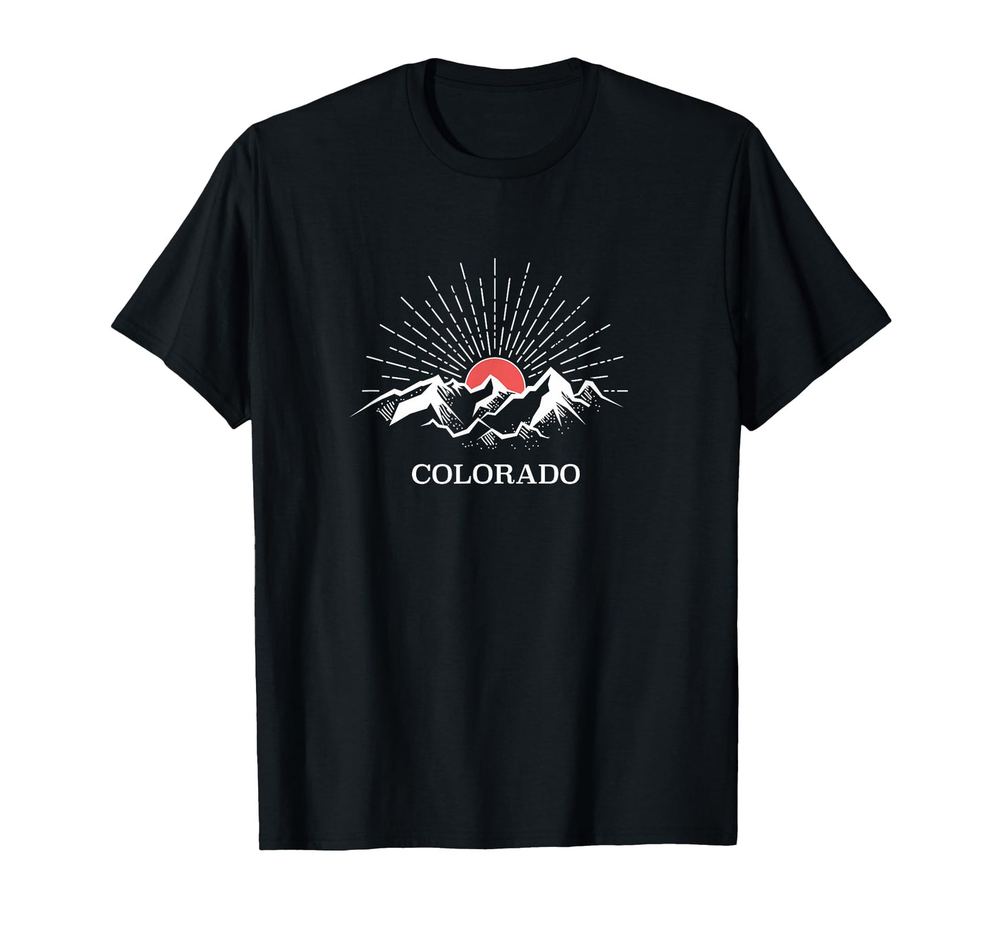 Colorado Mountains T-Shirt - Black, Unisex-Adults, Small, Short Sleeve, T-Shirt, Modern Classic, Nature, Colorado-themed