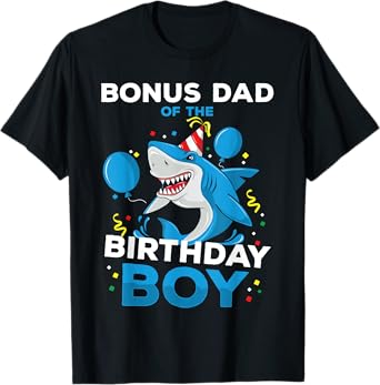 Bonus-Dad of The Birthday Boy Shark Ocean Matching Family T-Shirt