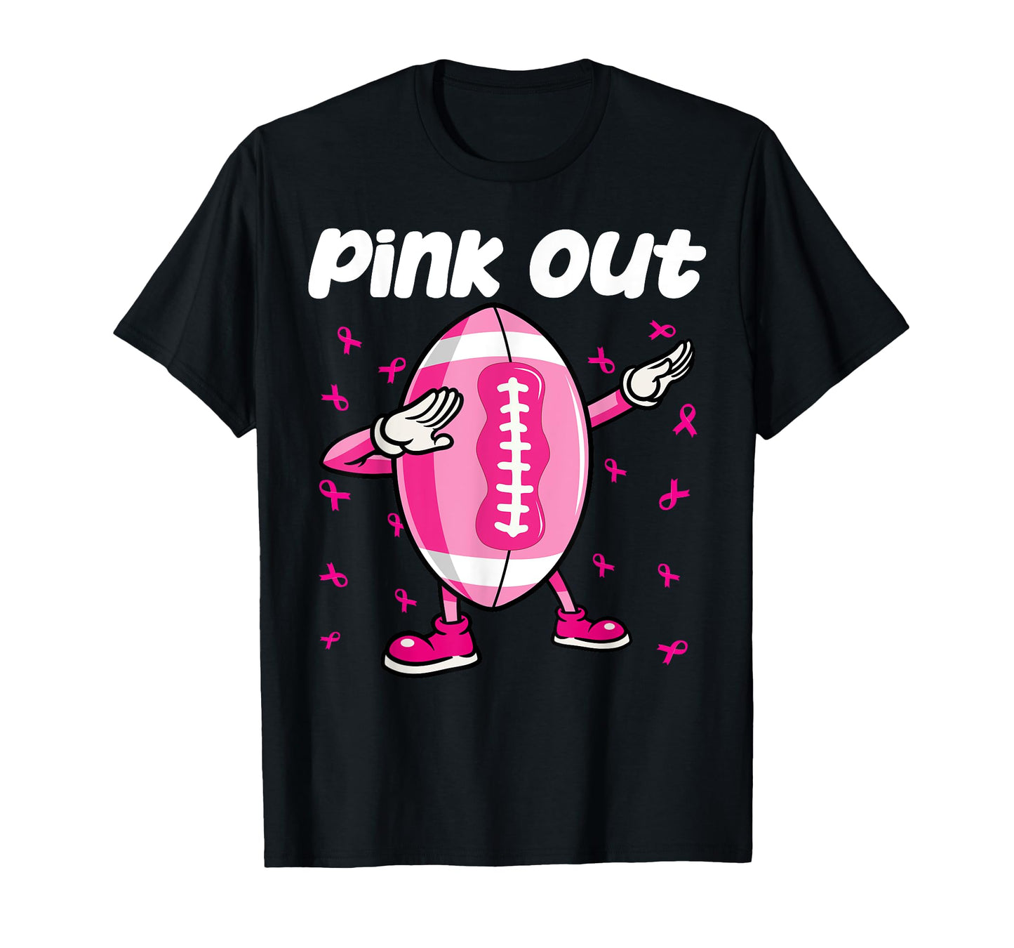 Pink Out Breast Cancer Awareness Survivor Dab Football Kids T-Shirt