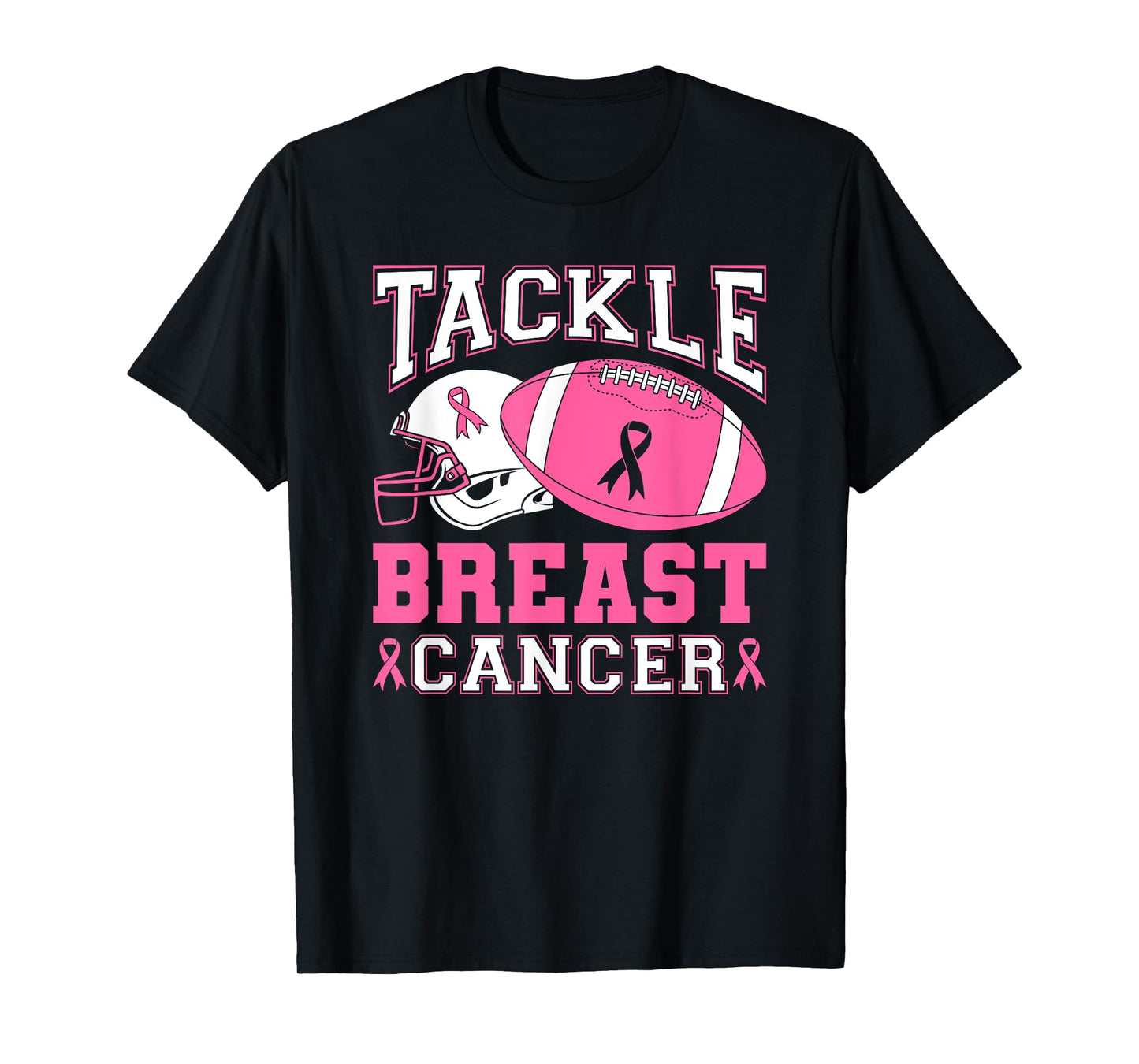 Tackle Breast Cancer Pink Ribbon Football T-Shirt