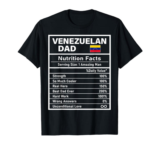 Mens Venezuelan Dad Nutrition Facts Father's Day National Pride T-Shirt