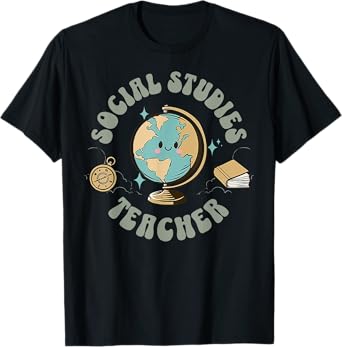 Retro Social Studies Teacher Earth Globe History Teacher T-Shirt