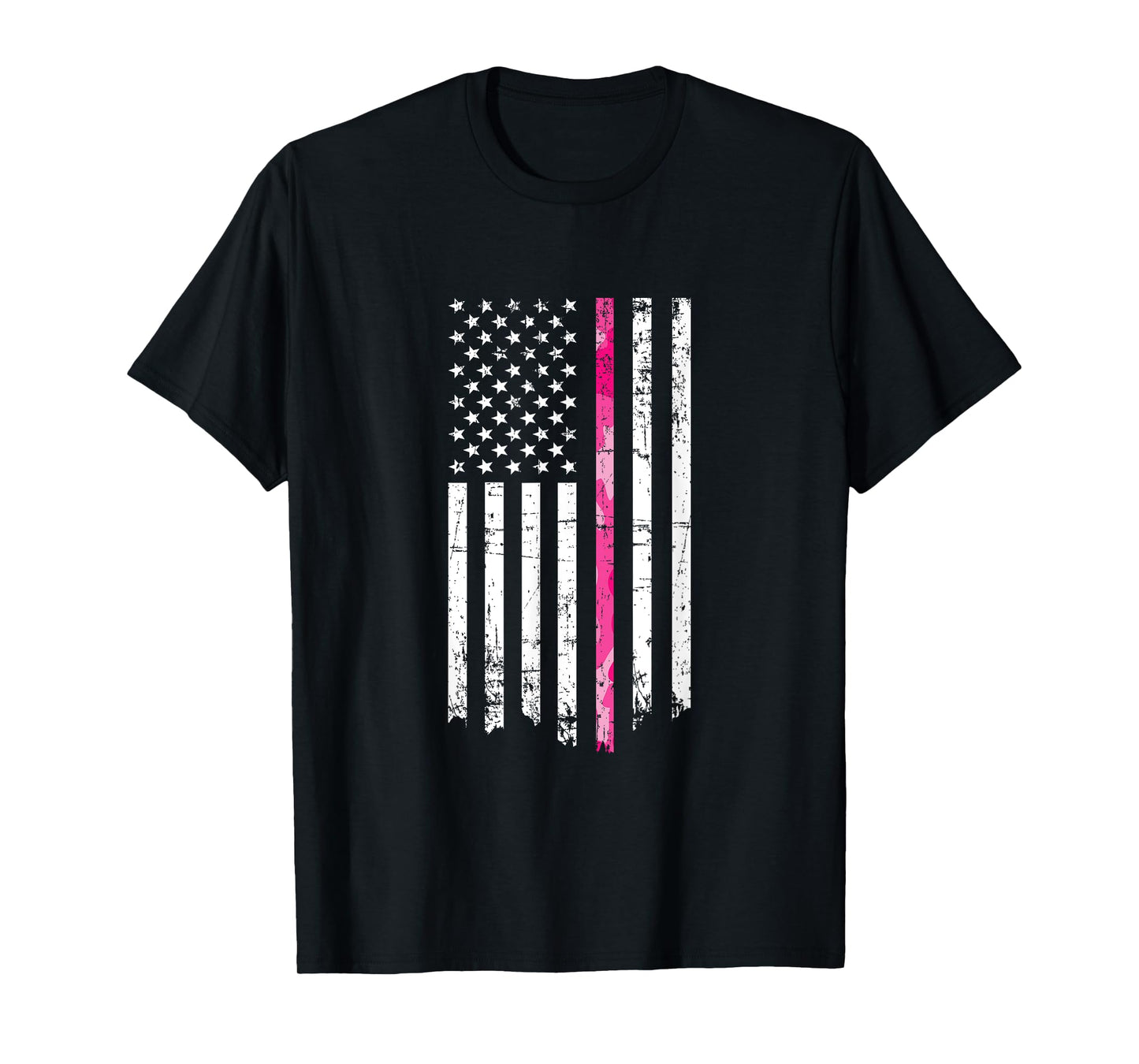 Pink Camouflage Stripe Breast Cancer American Flag T-shirt T-Shirt for Women Men