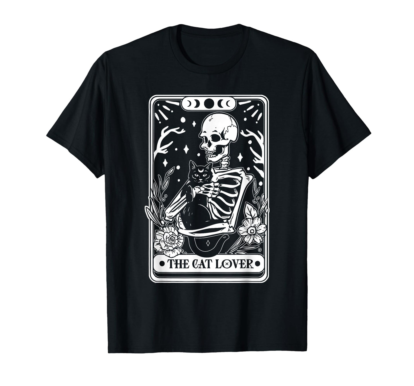 Cat Lover Tarot Card Skeleton Black Cat Spooky Gift T-Shirt