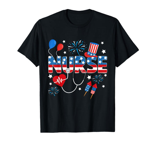 4th of July Nurse American Flag Fourth Of July Nurse T-Shirt