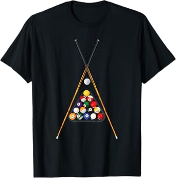 Pool Player's Racked Balls Sticks Cue Ball Billiards Art T-Shirt