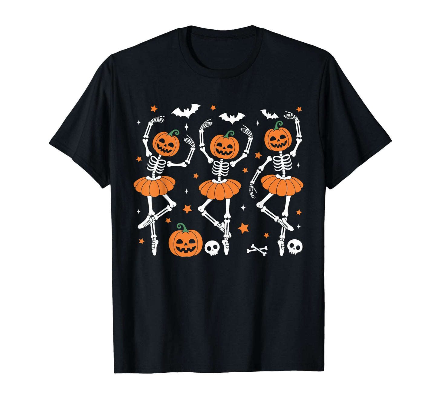 Ballet Pumpkin Skeleton Scary Halloween Men Women Boys Girl T-Shirt