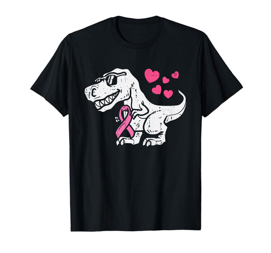Pink Ribbon T-Rex Kids Breast Cancer Awareness Boys Toddler T-Shirt