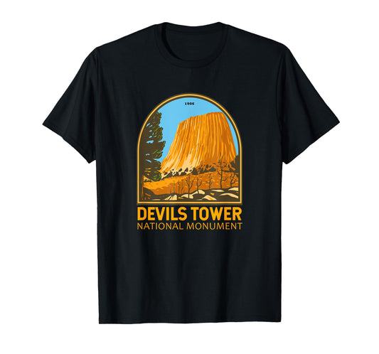 Devils Tower National Monument Wyoming Emblem Vintage T-Shirt