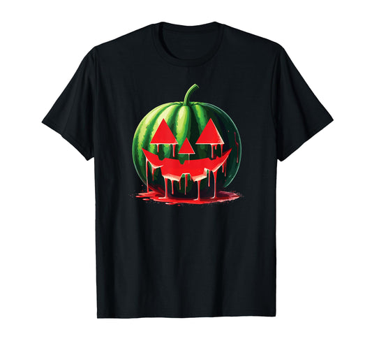 Spooky Summer Food Dripping Watermelon Jack O Lantern Men Women T-Shirt