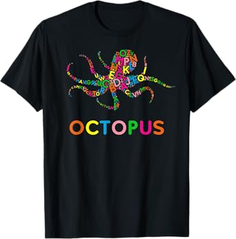 Funny Alphabet Letters Learning ABCs Toddler Kids - OCTOPUS T-Shirt