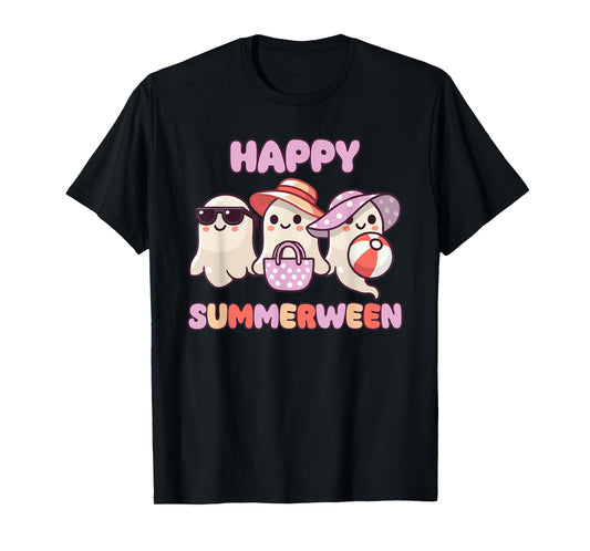 Happy Summerween Summer Halloween Ghost Men Women Kids T-Shirt