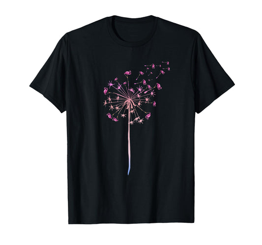 Dandelion Tropical Animal Exotic Bird Pink Flamingo T-Shirt