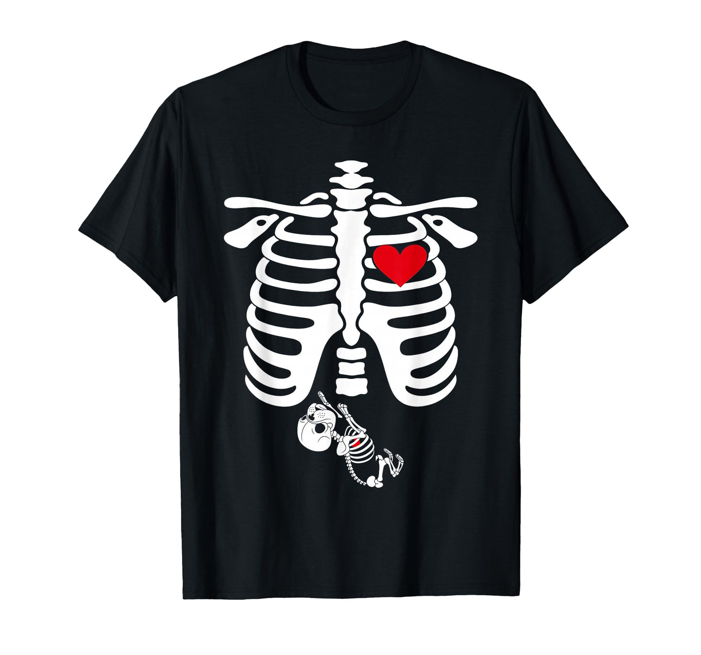 Skeleton Pregnancy Announcement English Bulldog Halloween T-Shirt