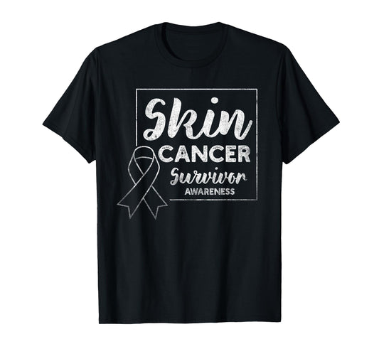 Skin Cancer Survivor Products Melanoma Awareness Distressed T-Shirt