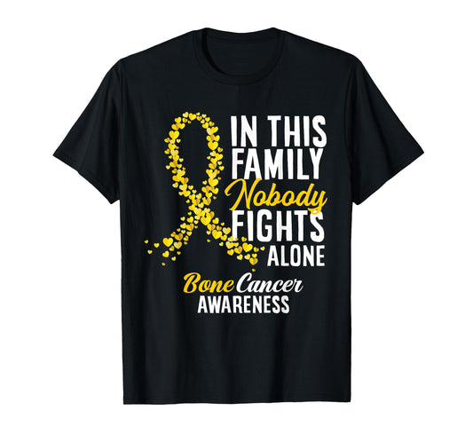 In This Family Nobody Fights Alone Bone Cancer Awareness T-Shirt