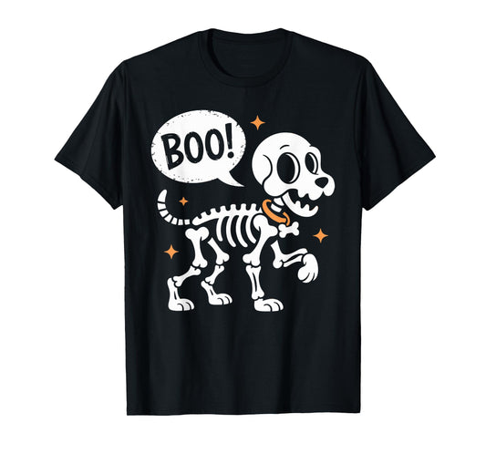 Cute Skeleton Dog Boo! Spooky Puppy Halloween T-Shirt