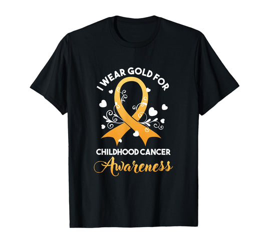 Childhood Cancer Fighter Awareness Month Wear Golden Yellow T-Shirt