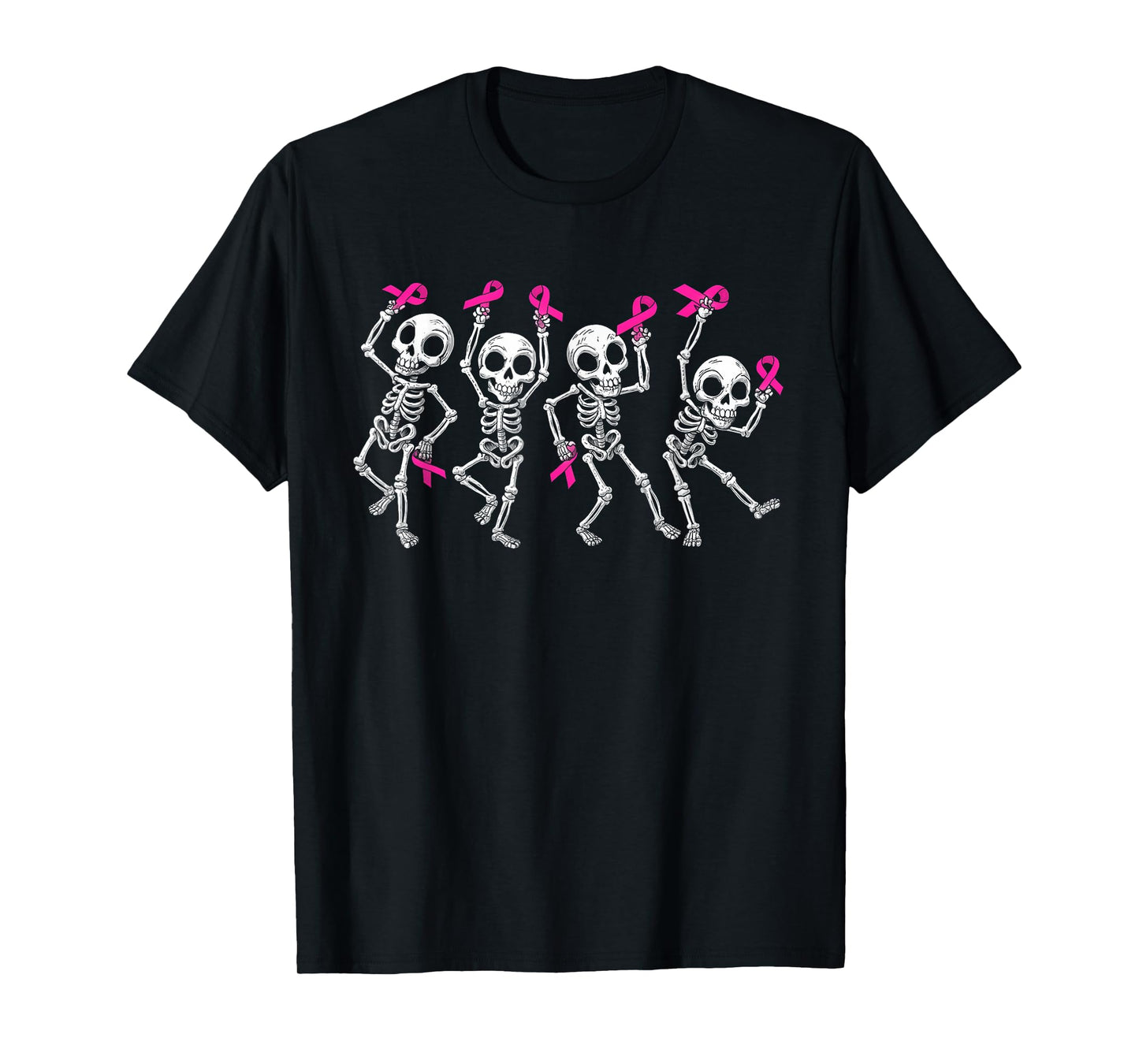 Pink Ribbon Breast Cancer Awareness Skeleton Women Men Kids T-Shirt