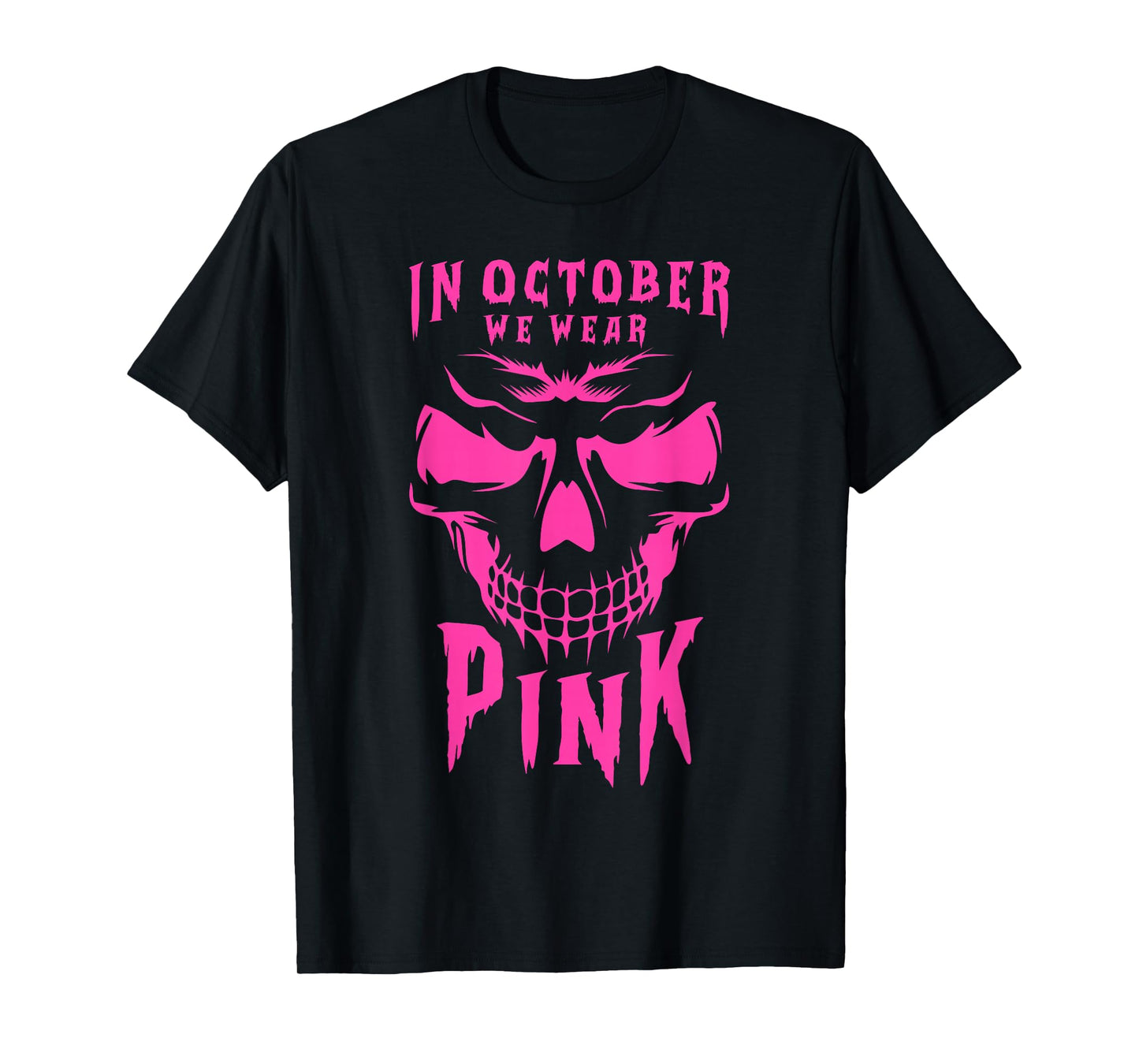 Breast Cancer Awareness Month Halloween Skull Pink Ribbon T-Shirt
