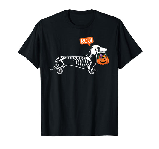 Dachshund Dog Halloween Spooky Skeleton Boo Ghost Dachshund T-Shirt