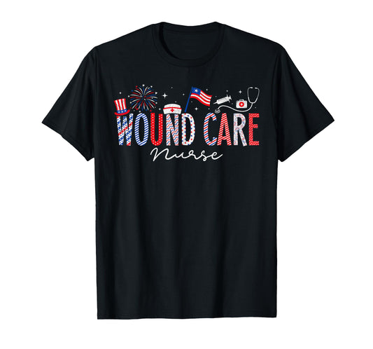4th Of July Wound Care Nurse Scrub Tops Patriotic Nurses T-Shirt