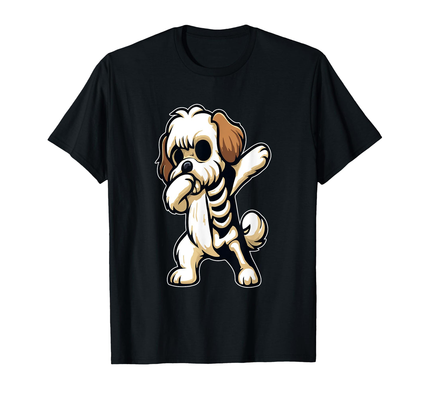 Dabbing Shih Tzu Half Skeleton Halloween Costume Owner Lover T-Shirt