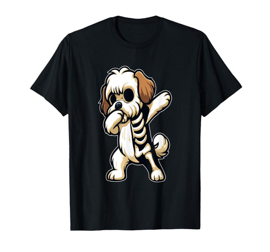 Dabbing Shih Tzu Half Skeleton Halloween Costume Owner Lover T-Shirt