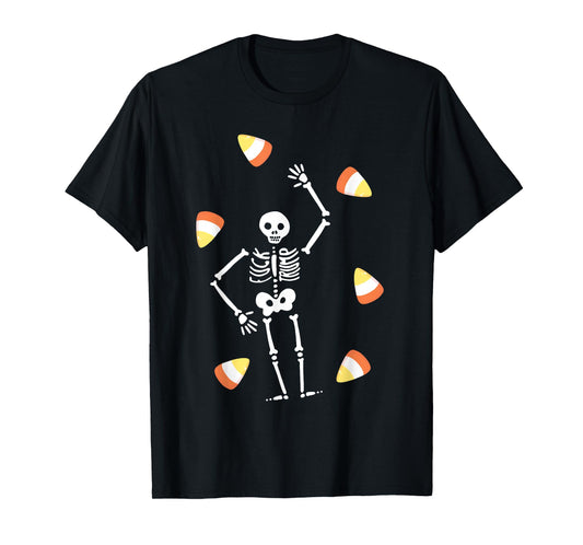 Dancing Skeleton Candy Corn Halloween T-Shirt