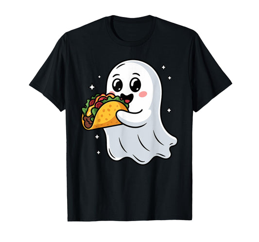 Cute Boo Ghost Eating Tacos Halloween Kids Trick or Treat T-Shirt