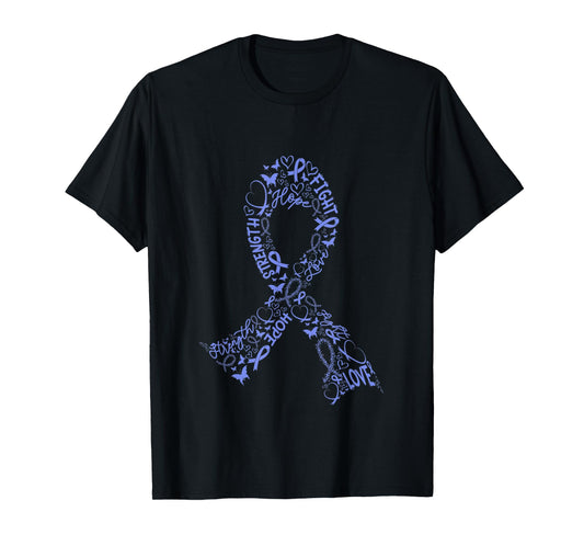 Stomach Cancer Fight Warrior Periwinkle Cancer Ribbon Gift T-Shirt