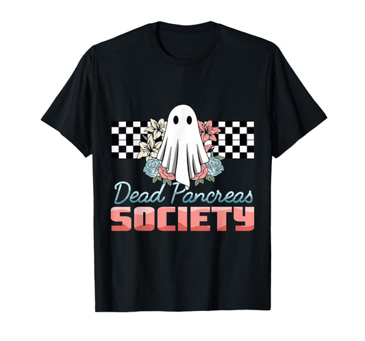Dead Pancreas Society Halloween Ghost Floral Retro Vintage T-Shirt